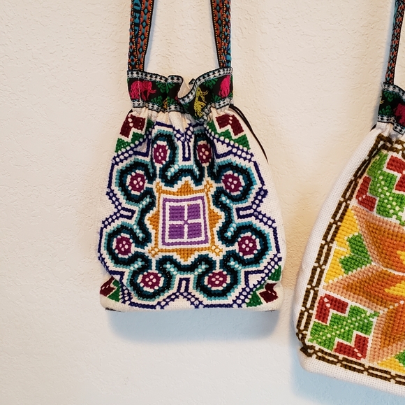 x2 Handmade Totes Colorful Asian Handmade Totes with Intricate Colorful Pattern - Picture 15 of 15